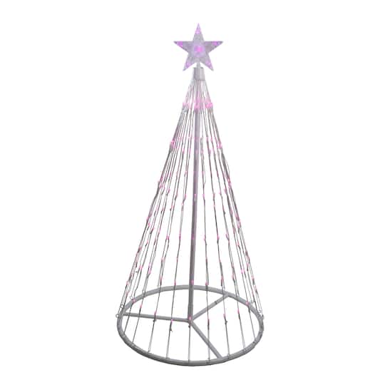 Northlight 4ft. Pre-Lit LED Lighted Show Cone Christmas Tree Decoration, Pink LED Lights